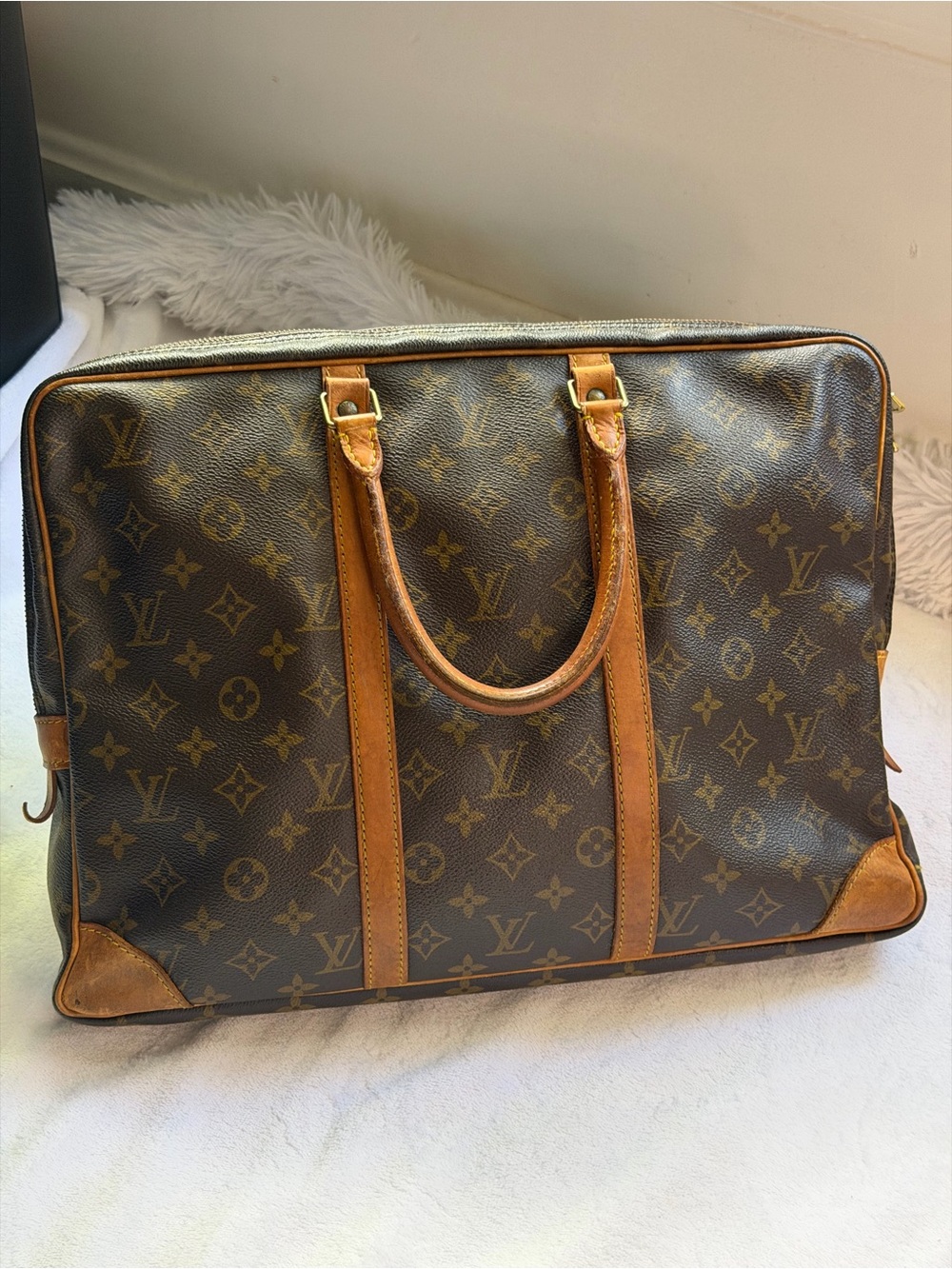 💓 Louis Vuitton Monogram Porte Documents briefcase /Tan Weekender